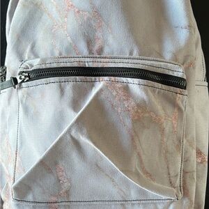 Society6 Marble Print Backpack in Light Gray and Blush